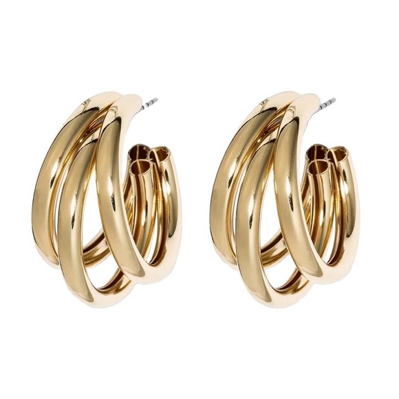 a new day Jewelry - NWT: multi-tubes hoop earrings, A New Day, gold